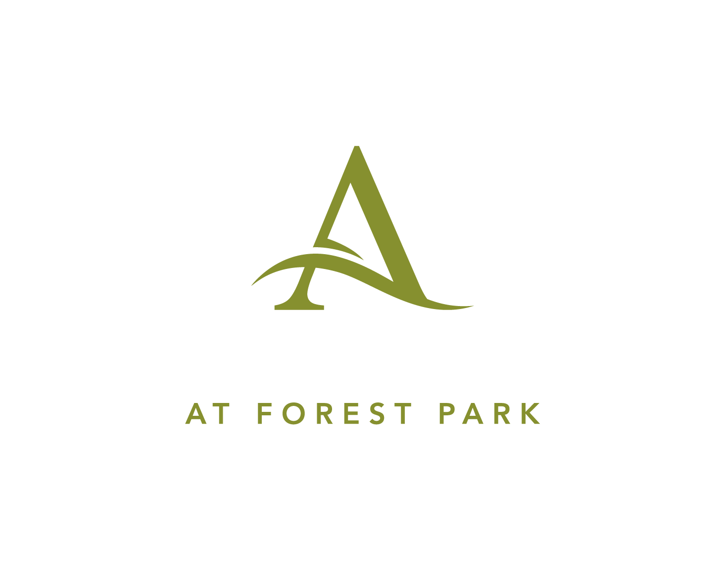 Aventura at Forest Park logo on a black background.